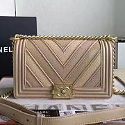 Chanel Chevron Quilted Medium Boy Bag Beige A67086 VS03308 - 5