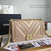 Chanel Chevron Quilted Medium Boy Bag Beige A67086 VS03308 - 4