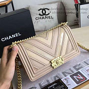 Chanel Chevron Quilted Medium Boy Bag Beige A67086 VS03308 - 3