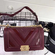 Chanel Chevron Quilted Medium Boy Bag Burgundy A67086 VS06664 - 2