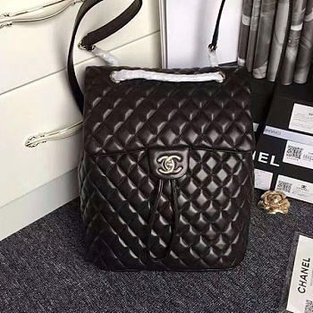 chanel quilted lambskin large backpack black silver hardware 170301 vs02032