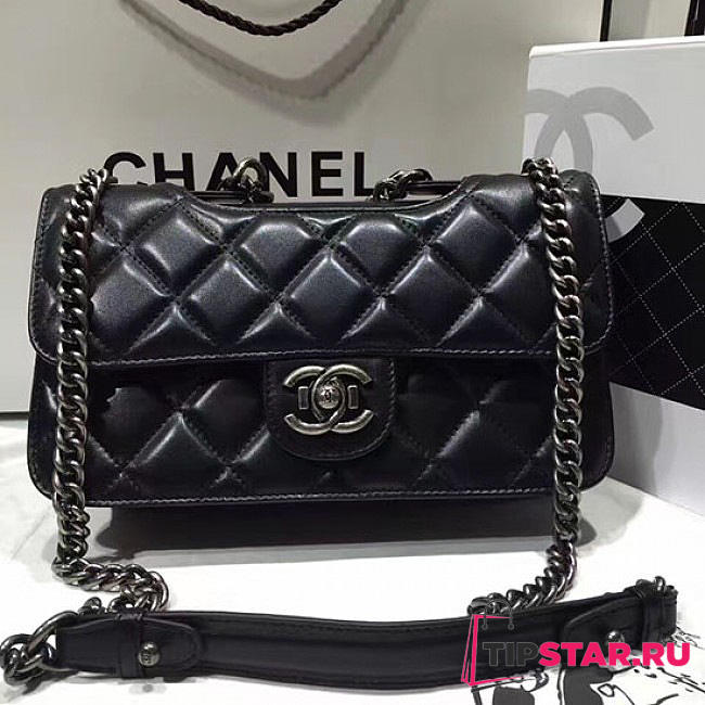 Chanel Quilted Calfskin Perfect Edge Bag Silver Black A14041 VS00923 - 1