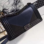 Chanel Medium Boy Bag Navy Blue And Black A67086 VS07441 - 1