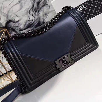 Chanel Medium Boy Bag Navy Blue And Black A67086 VS07441