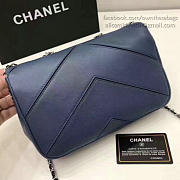 Chanel Calfskin Chevron Flap Bag Blue A93774 VS06701 - 2
