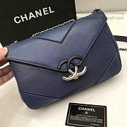 Chanel Calfskin Chevron Flap Bag Blue A93774 VS06701 - 3