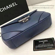 Chanel Calfskin Chevron Flap Bag Blue A93774 VS06701 - 4