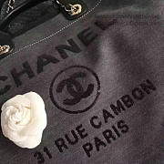 CHANEL Canvas And Sequins Shopping Bag (Black) - 6