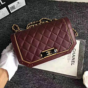 Chanel Lambskin And Calfskin Flap Bag Burgundy A91836 VS07985 - 5