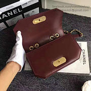 Chanel Lambskin And Calfskin Flap Bag Burgundy A91836 VS07985 - 4