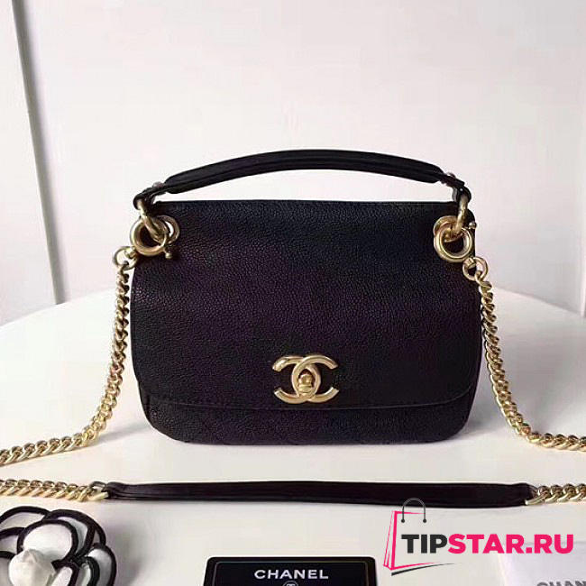 Chanel Grained Calfskin Mini Top Handle Flap Bag Black A93756 VS09826 - 1