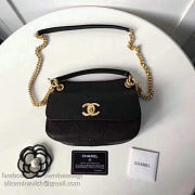 Chanel Grained Calfskin Mini Top Handle Flap Bag Black A93756 VS09826 - 4