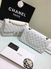Chanel Calfskin Leather Flap Bag Gold White 25cm - 6
