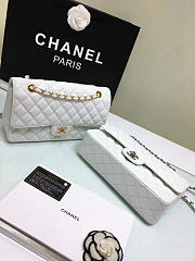 Chanel Calfskin Leather Flap Bag Gold White 25cm - 5