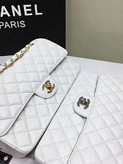 Chanel Calfskin Leather Flap Bag Gold White 25cm - 2