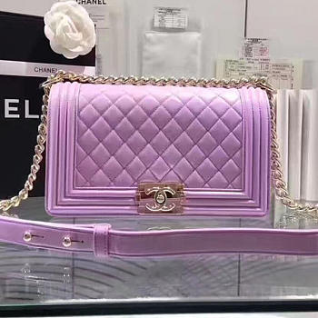 Chanel Quilted Lambskin Medium Boy Bag Violet A67086 VS02341