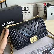 Chanel Chevron Quilted Medium Boy Bag Black A67086 VS00849 - 5