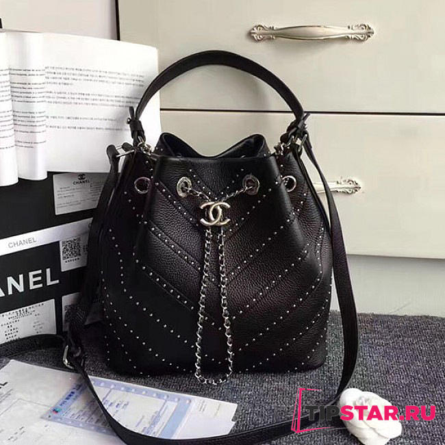 Chanel Calfskin Bucket Bag Black A93598 VS08022 - 1