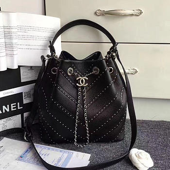 Chanel Calfskin Bucket Bag Black A93598 VS08022