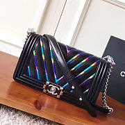 Chanel Multicolor Chevron Quilted Medium Boy Bag Black A67086 VS08027 - 1