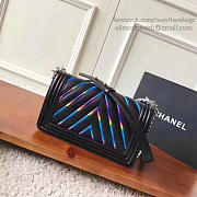 Chanel Multicolor Chevron Quilted Medium Boy Bag Black A67086 VS08027 - 6
