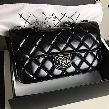 Chanel Oil Wax Leather Perfect Edge Bag Silver Black A14041 VS09833
