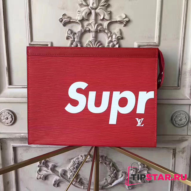 louis vuitton supreme CohotBag clutch bag red m41366  - 1