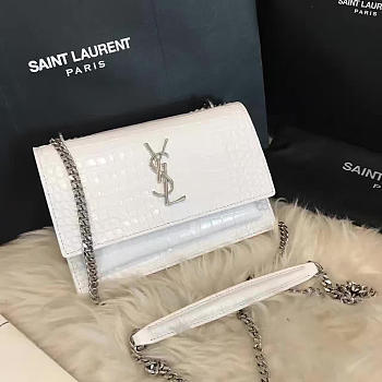 YSL Sunset Chain Wallet In Crocodile Embossed Shiny Leather 4834