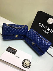Chanel Lambskin Leather Flap Bag Gold/Silver Blue 25cm - 2