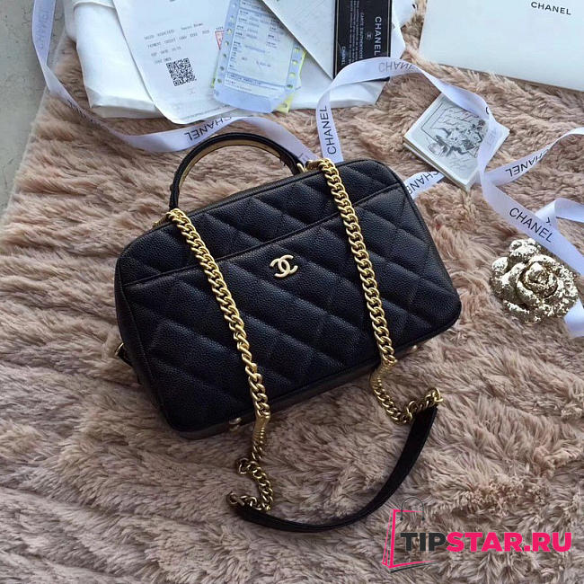 Chanel Bowling Bag Jersey & Gold-Tone Metal A69924 Black - 1