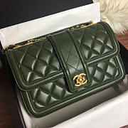 Chanel Quilted Lambskin Gold-Tone Metal Flap Bag Green A91365 VS06525 - 5