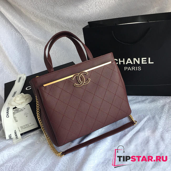 CHANEL Small Shopping Sag (Dark Wine Red) 57563 - 1