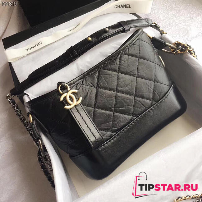 Chanel's Gabrielle Small Hobo Bag (Black Dark Silver Gold)  - 1