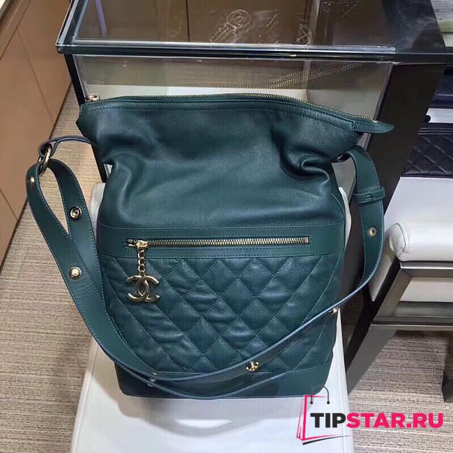 Chanel Hippie Shoulder Bucket Bag Green  - 1