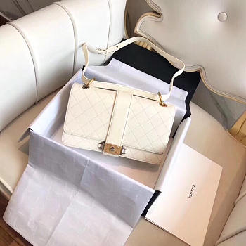 Chanel Caviar Stitched Flap Bag White 