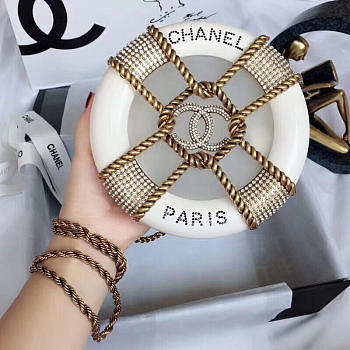 Chanel Round Cosmetic Case White