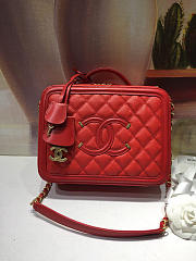 Chanel Caviar Quilted Small Cc Filigree Vanity Case Red 93343 - 1