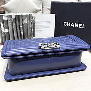 Chanel Sheepskin Classic Diamond Hot Mom Burst Dark Blue Silver Hardware A67086 - 4