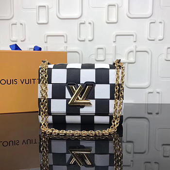 LV Original Single Female Bag 53023 White Grid