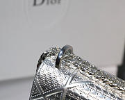 Dior Metallic Plaid Plaid Pattern Calf Leather Clamshell Tote ️ Silver - 4