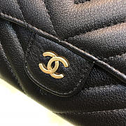  Chanel Long Imported Deer Grain Leather V-Grain Road Wallet 80758 Black - 3