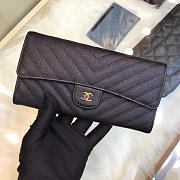 Chanel Classic Cf Long Lychee Purse V Black - 4