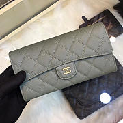 Chanel Classic Cf Long Lychee Purse Green - 1