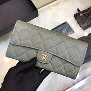 Chanel Classic Cf Long Lychee Purse Green - 3