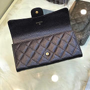 Chanel Classic cf Long Lychee Purse Black With Green - 3