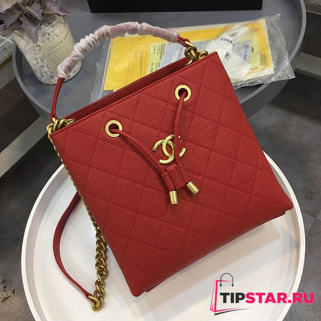 Chanel's Latest Drawstring Bucket Bag Big Red - 1