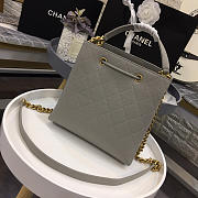 Chanel Latest Drawstring Bucket Bag Grey - 6