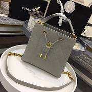 Chanel Latest Drawstring Bucket Bag Grey - 5