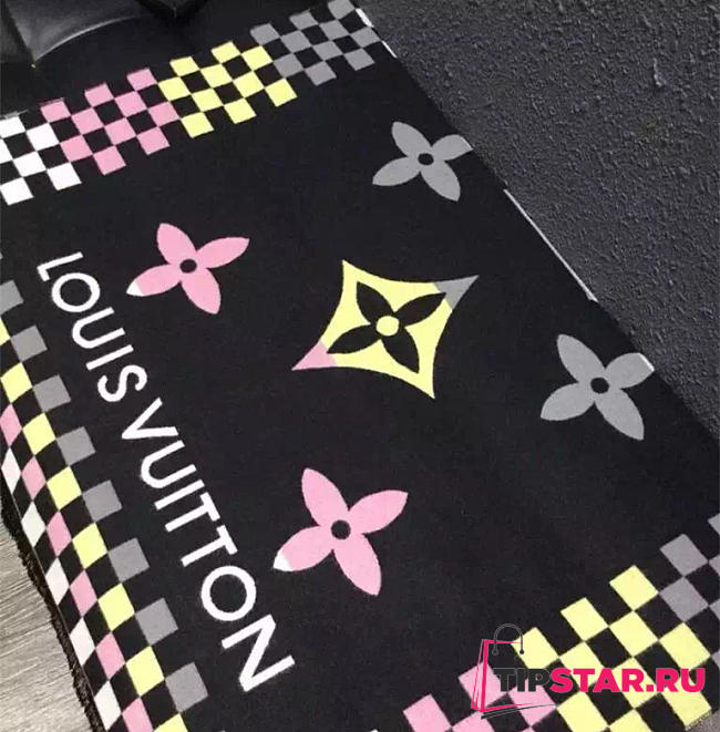 Louis Vuitton Cashmere Long Scarf A10 Black - 1