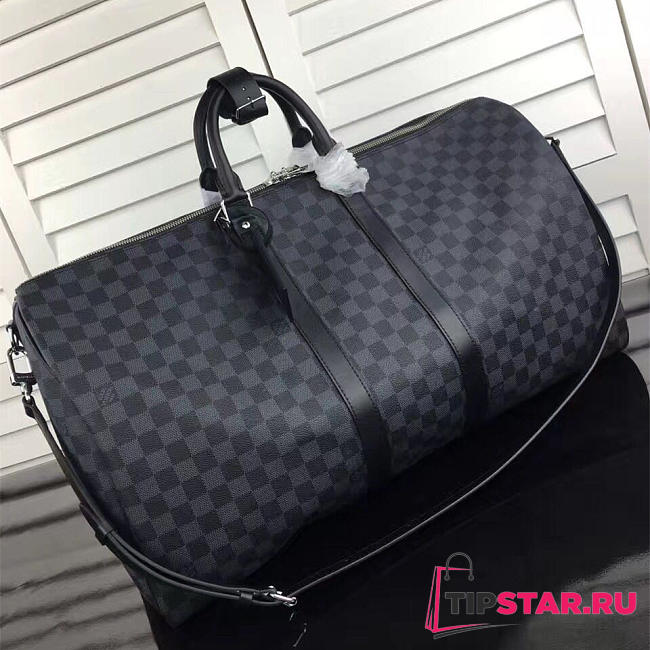   Louis Vuitton Keepall 55 Damier Graphite Canvas Black 3623 - 1